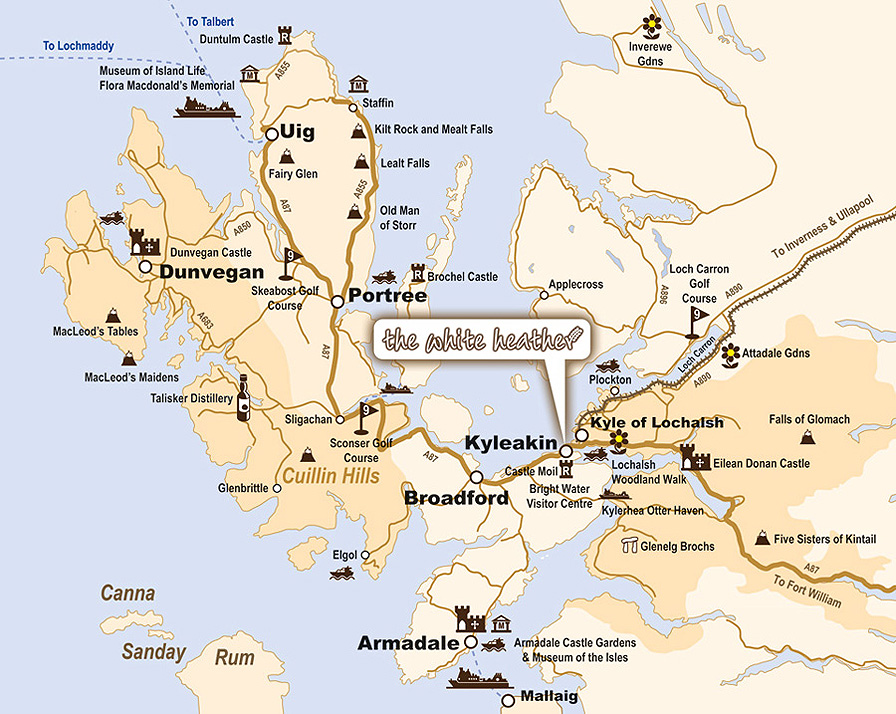 Isle Of Skye Lochalsh Tourist Information Map From The White Heather Hotel